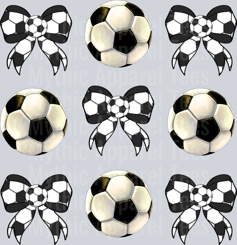 Soccer Repeating pattern with bow and ball cute DTF Sports Transfers