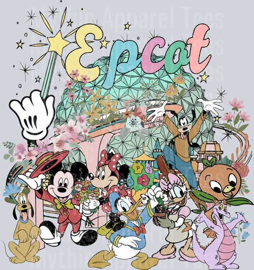 Epcot classic retro style Mickey Mouse Design DTF Disney Transfers