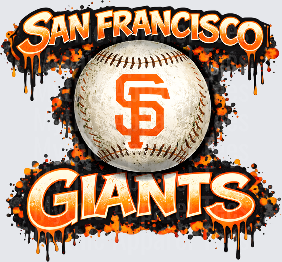 MLB Transfers San Francisco Giants Baseball with Orange and Black Splatter Effect