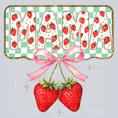 Strawberry Mama Strawberry with Pink Ribbons DTF Strawberry Transfers