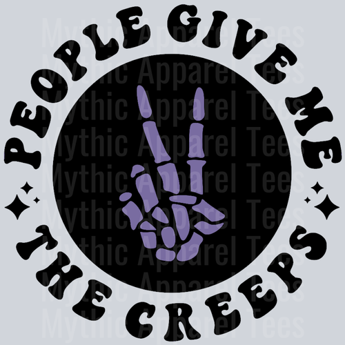 People Give Me The Creeps Pocket Design Wavey Retro Style Funny Shirt Design