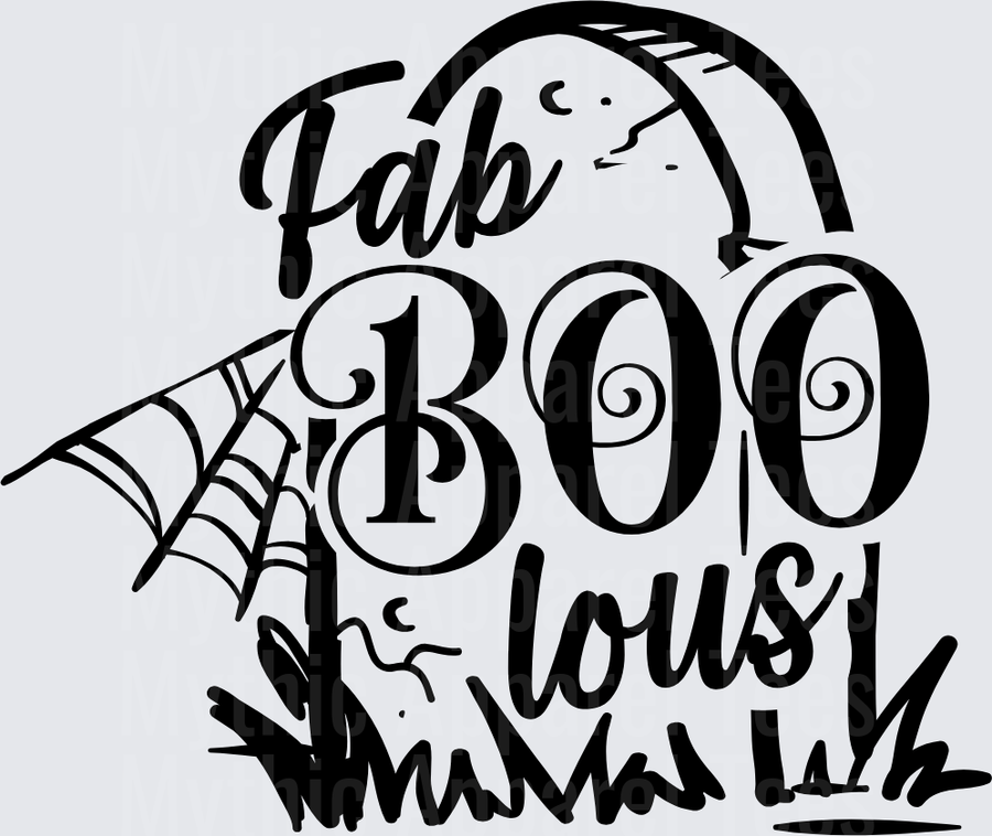 Fab-BOO-lous Halloween Ghost Spiderweb Script Typography Design