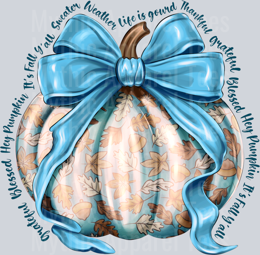 Pumpkin with blue bow Fall Season Halloween