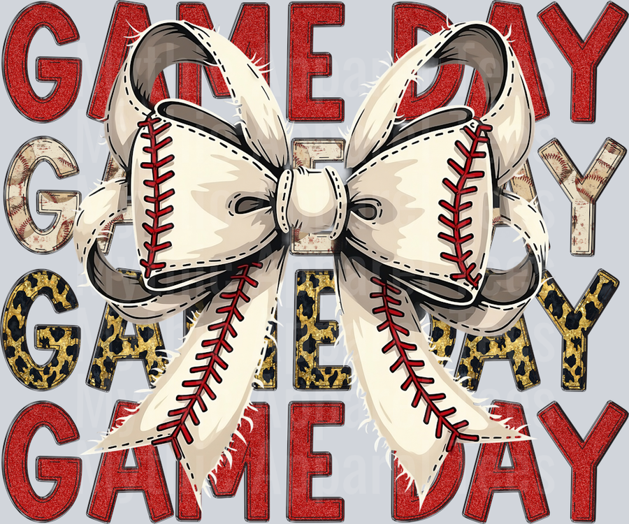 GAME DAY 2 red and tan prints DTF Baseball Transfers