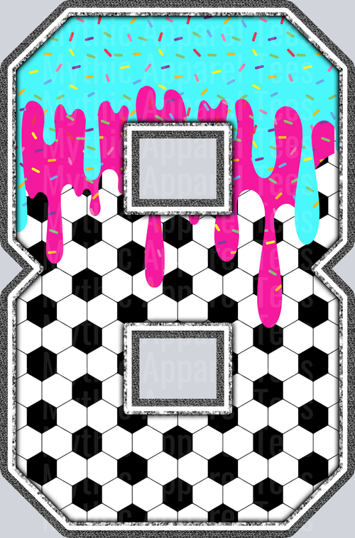 8 Soccer Drip Name With Bow DTF Soccer Transfers