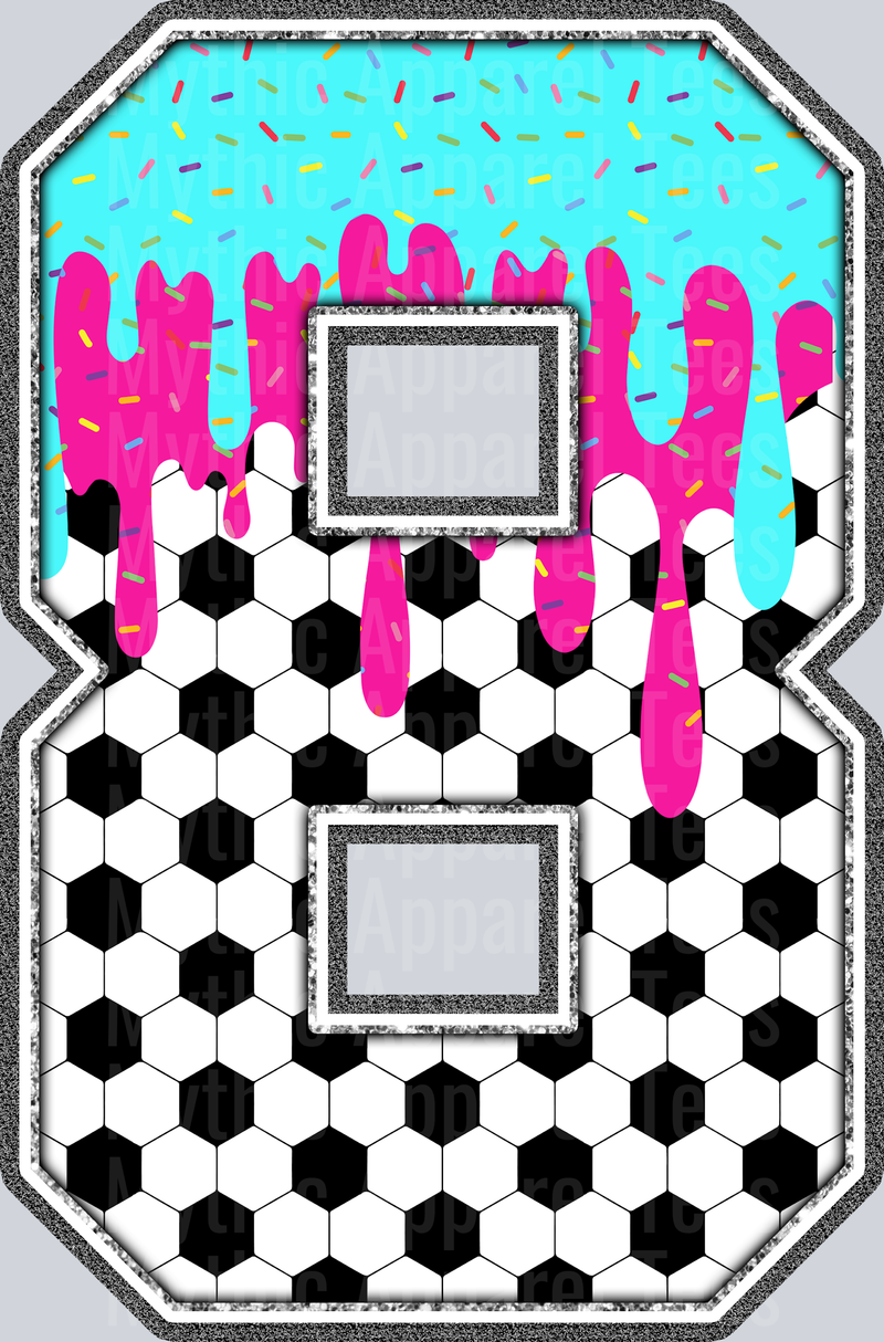 8 Soccer Drip Name With Bow DTF Soccer Transfers