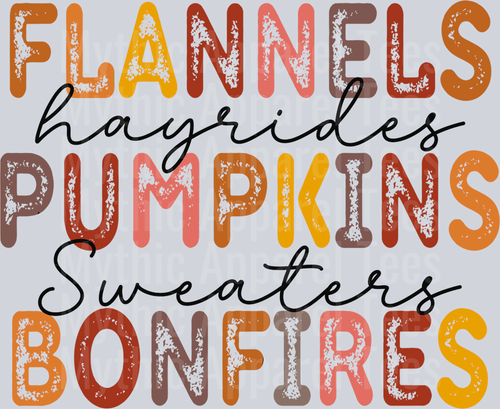 Flannels pumpkins bonfires DTF Fall Transfers