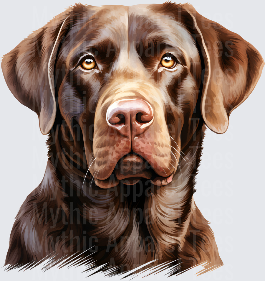 Realistic Chocolate Labrador Retriever Portrait with Amber Eyes
