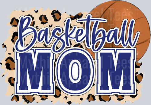 Basketball mom with ball and blue letters cute DTF Sports Transfers