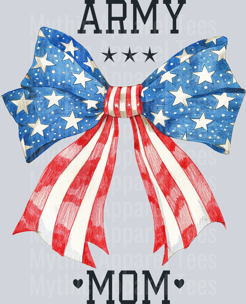 Army Mom Red white and blue Bow Military DTF Army Transfers