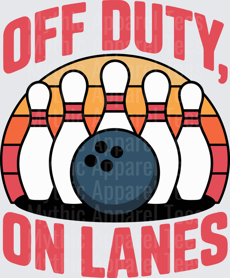 Bowling Off Duty On Lanes Retro Pins and Ball Design