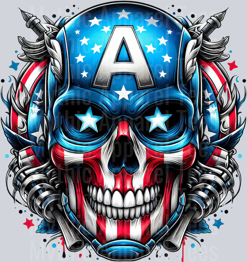 Captain America Star eyes Skull Pt 2 DTF Superhero Transfers