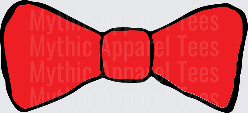 DR Seuss Red Bow Tie Bold Black Outline Cartoon Style