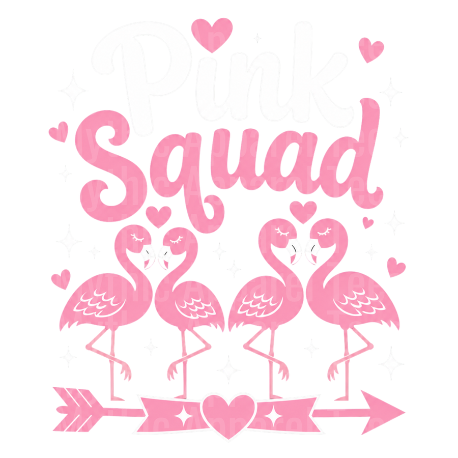 Flamingos Pink Squad Four Cute Birds Hearts Arrow Banner