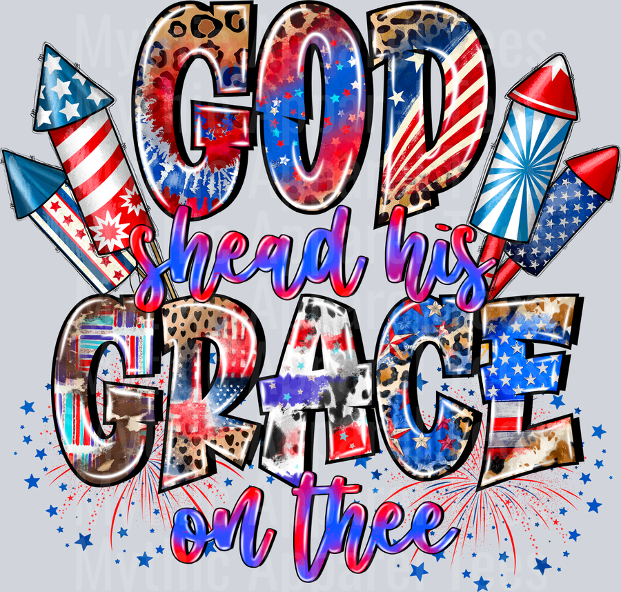 God Shed His Grace On Thee 2 4th of july DTF Patriotic Transfers