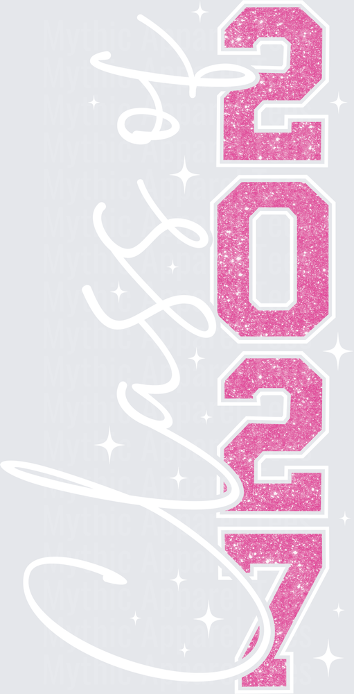 Pink Glitter Vertical 2027 Graduation Year Block Letters
