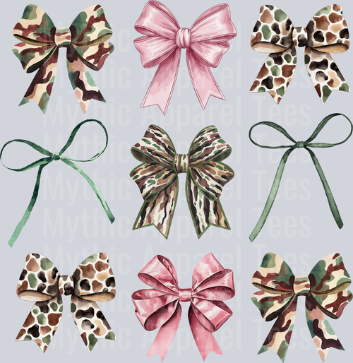 Pink and camo bows DTF Hunter Transfers