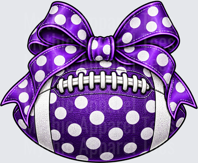 Football Purple and White Polka Dot Football with Matching Satin Bow