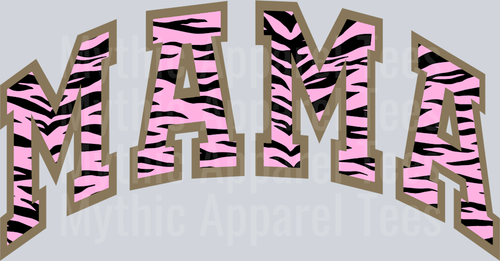 mama Light pink tiger stripes with black DTF MOM Transfers