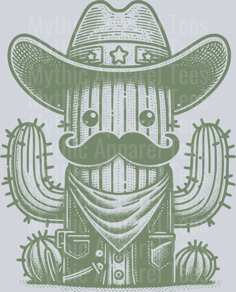 CACTUS DRESSED AS A COWBOY GREEN DESIGN