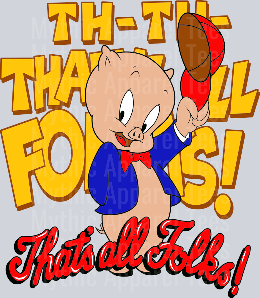Porky Pig Thats all folks! DTF Looney Toons Transfers
