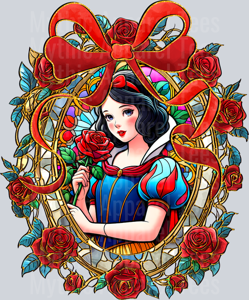 Snow White bow and flower design DTF Disney Transfers