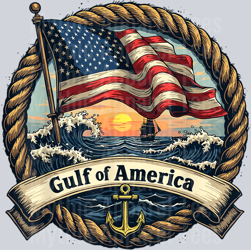 Gulf Of United States Of America Vintage USA Nautical Ship DTF Gulf Of America Transfers