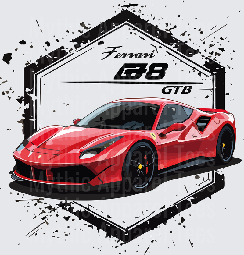 Drifting and Muscle Cars Ferrari 488 GTB Red Supercar Grunge Frame Art