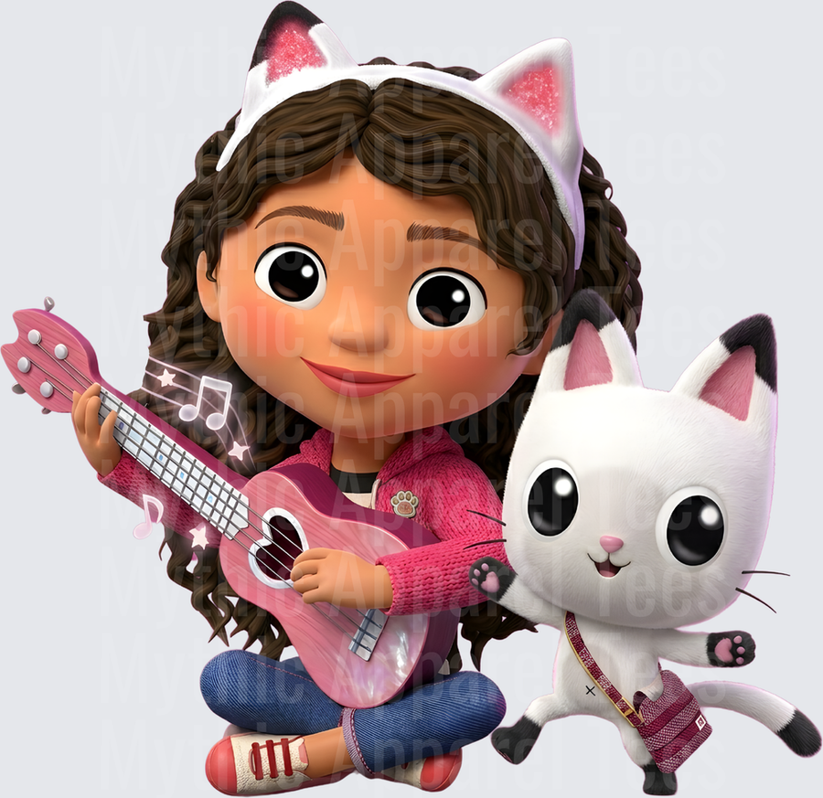 Gabby's Doll House Gabby Playing Pink Guitar with Pandy Paws