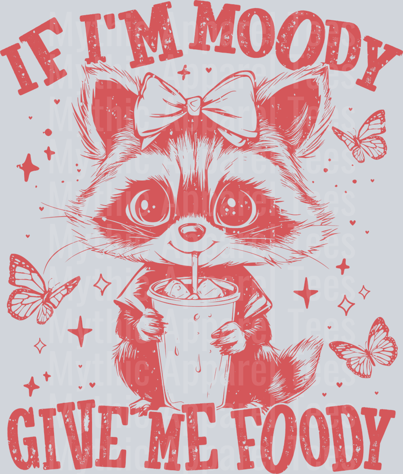 If I'm Moody Give me Foody DTF Raccoon Transfers