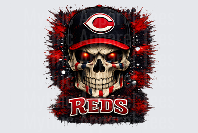 MLB Skulls Cincinnati Reds Glowing Eyes Skull Baseball Cap