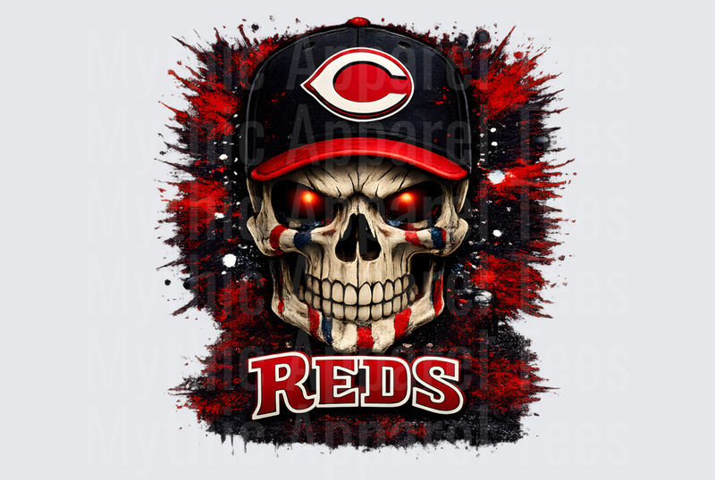 MLB Skulls Cincinnati Reds Glowing Eyes Skull Baseball Cap
