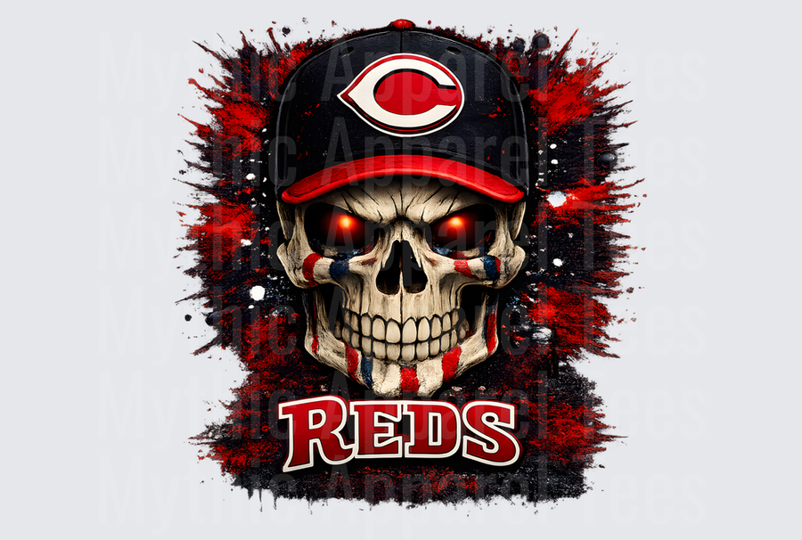 MLB Skulls Cincinnati Reds Glowing Eyes Skull Baseball Cap