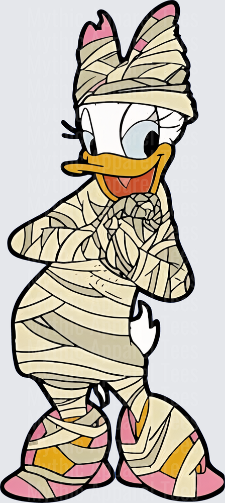 Daisy Duck Halloween Mummy Costume Wrapped in Bandages Holiday Character Design