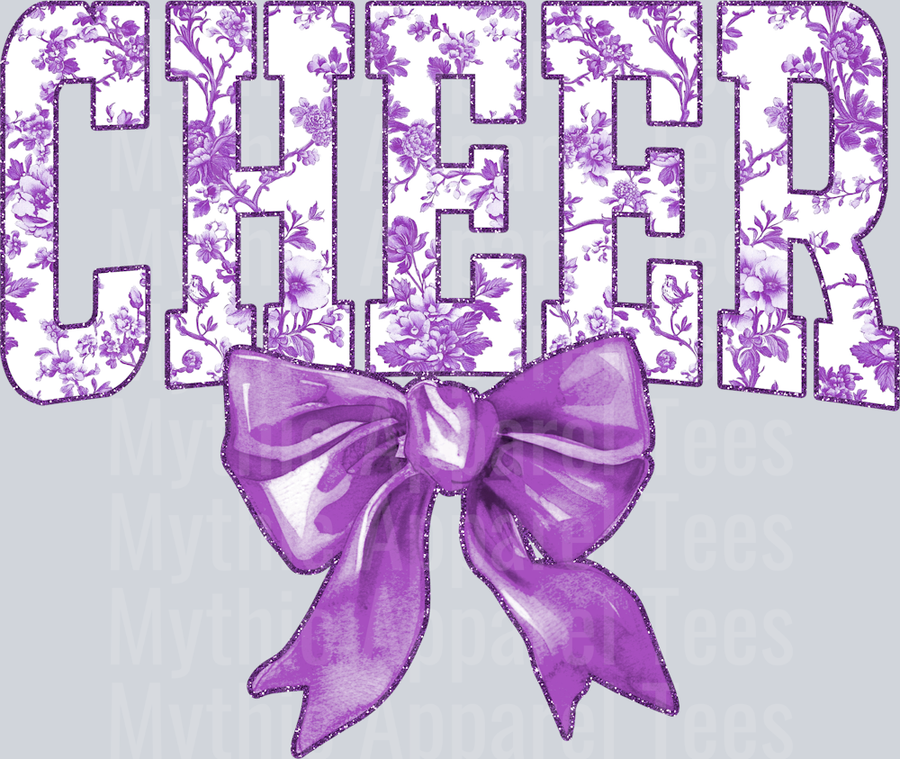 Lavender Toile Cheer College Font Floral Pattern