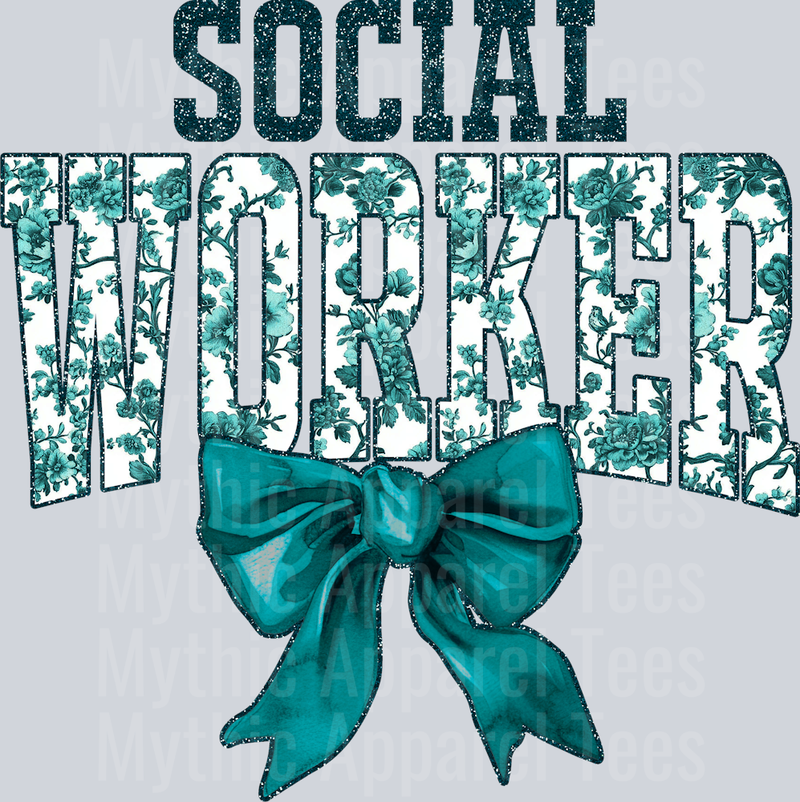 Teal Toile Social Worker