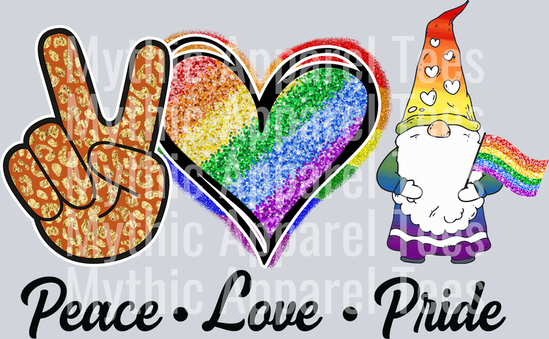 Peace Love Pride Gnome LGBTQ+ Transfer