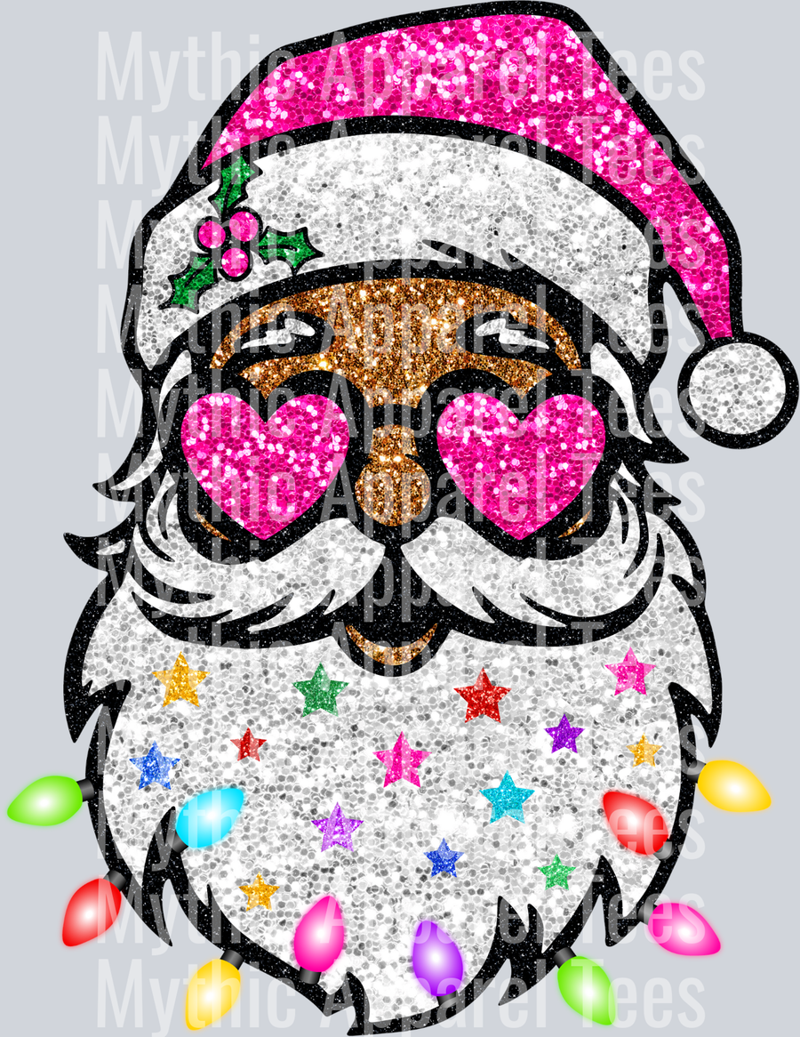 Glitter style Santa with Heart Eyes