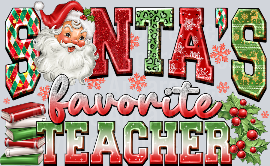 Santa's Favorite Teacher Christmas Teacher Design