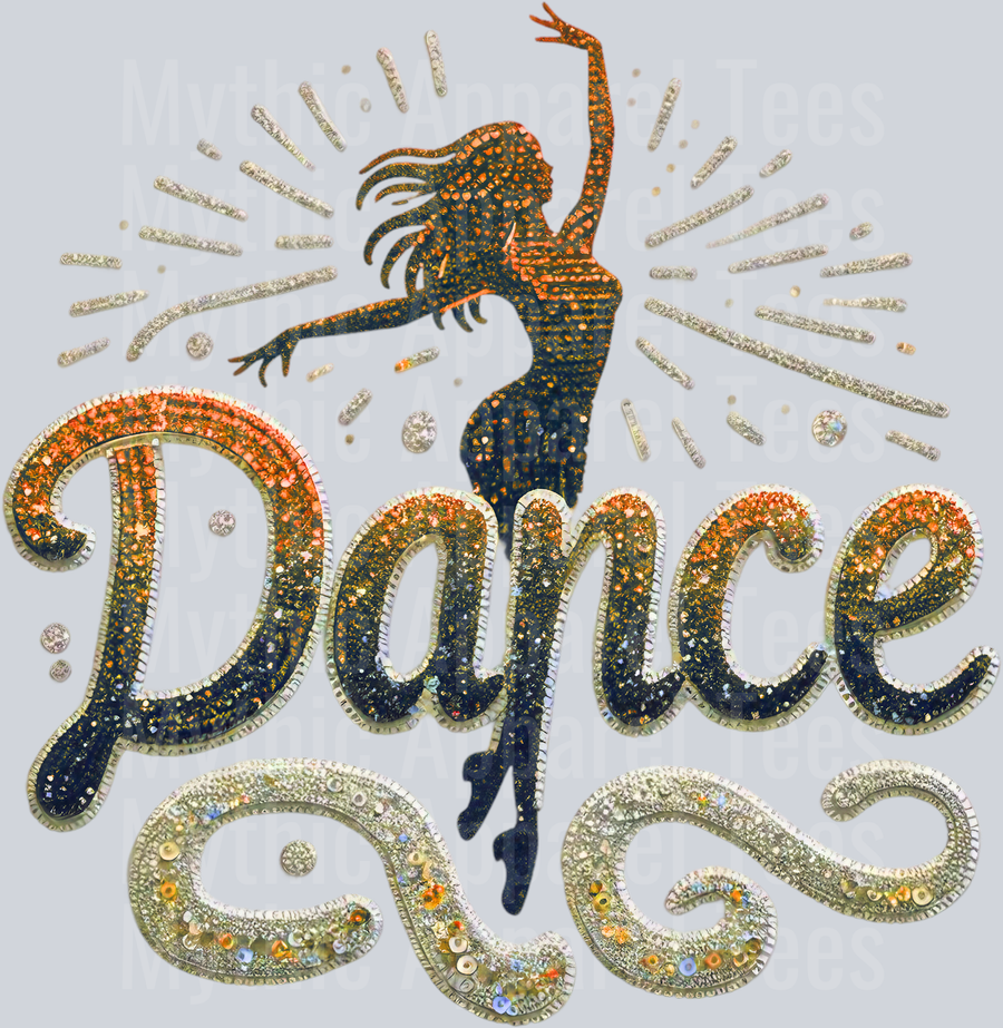 004 Dance Sequins Orange DTF Dance Female Transfers
