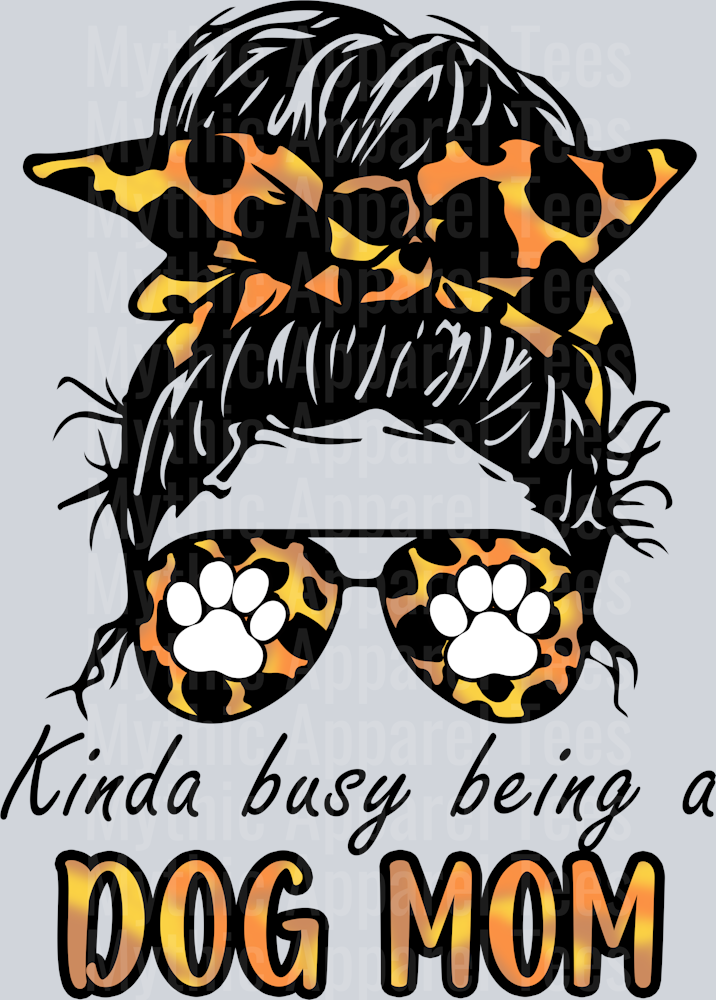 Kinda busy being a dog mom bandanna hair tie DTF Dog Transfers