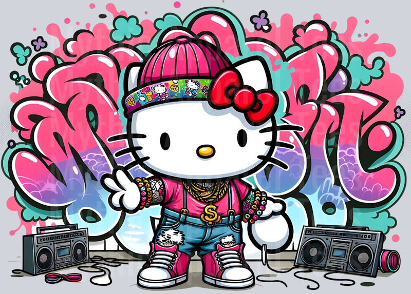 Hello Kitty Graffiti DTF Pop Culture Transfers