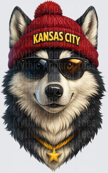 NFL Mascots Kansas City Wolf Sunglasses Red Beanie Star Tag
