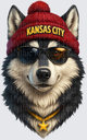 NFL Mascots Kansas City Wolf Sunglasses Red Beanie Star Tag