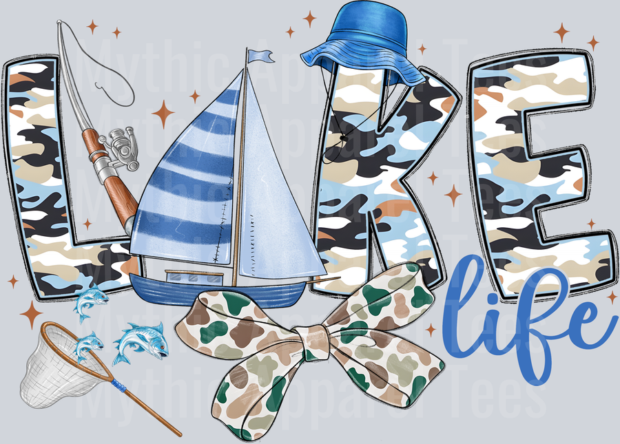 Lake life Bow Camo and net DTF Summer Transfers