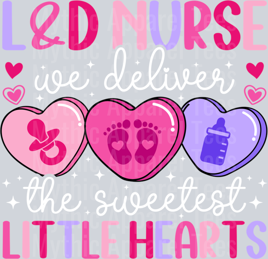 AZ833Valentine L&D Nurse Valentines Day L&D Nursing Long Sleeve T-Shirt