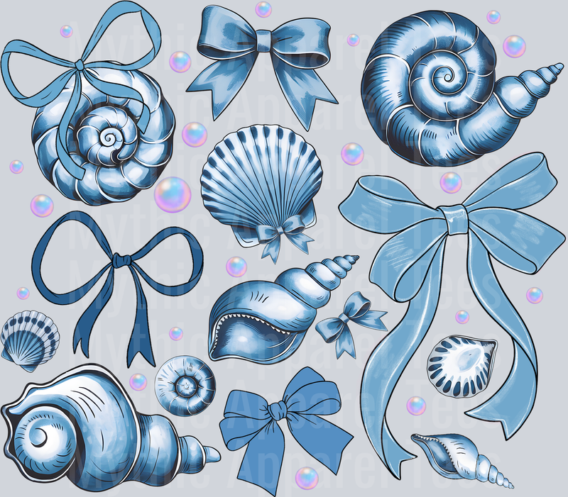 Seashell Coquette bow and shells DTF Summer Transfers