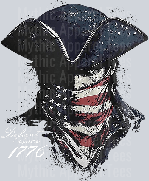 American Patriot with 1776 written and amercian flag bandanna DTF Patriotic Transfers