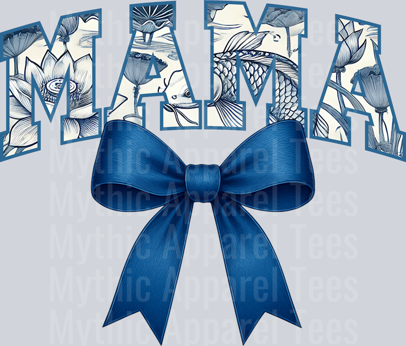 Mama Navy blue bow with white background DTF MOM Transfers