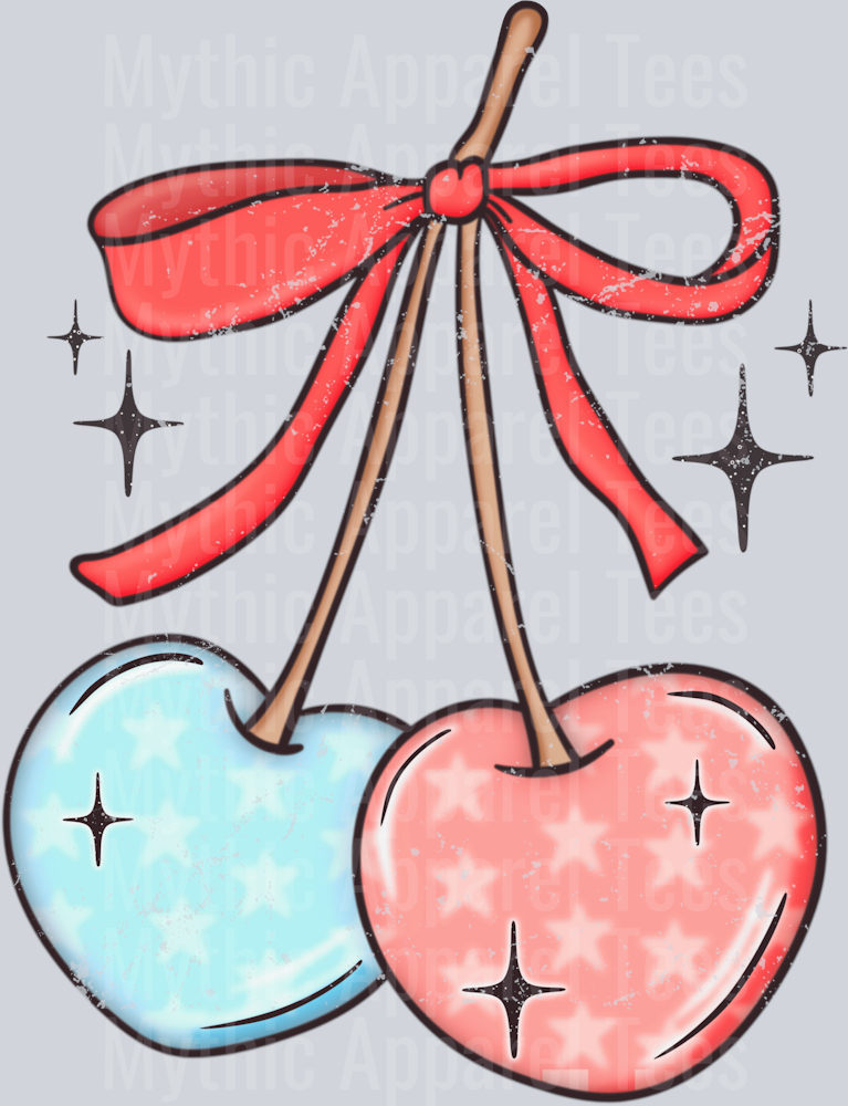 Patriotic cherries vintage distressed DTF Patriotic Transfers